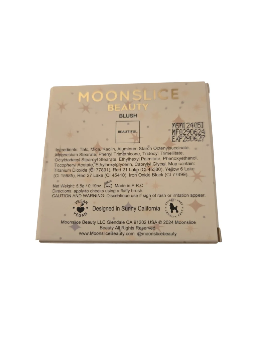 NWT Moonslice Beauty Blush Shade Beautiful Soft Pink Pressed Powder 5.5g Exp 27